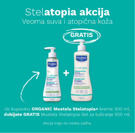 Mustela Promo Organic Stelatopia+ Krema 300ml + Gratis gel 500ml