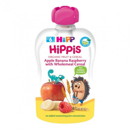 HIPP POUCH JABUKA, BANANA, MALINA SA INTEGRALNIM ŽITARICAMA 100G