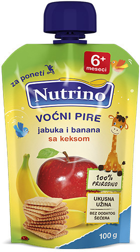 Nutrino voćni pire - jabuka, banana, keks 100g