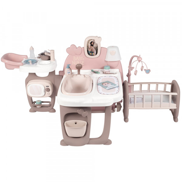 Centru De Ingrijire Pentru Papusi, Smoby Baby Nurse Doll`s Play Center Maro Cu 23 Accesorii