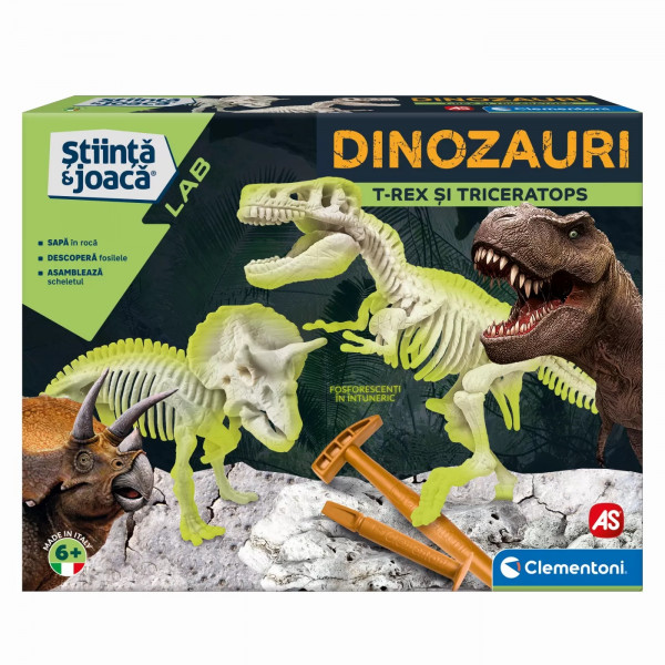 Descopera Dinozaurul T-Rex & Triceraptor Fluo Stiinta Si Joaca