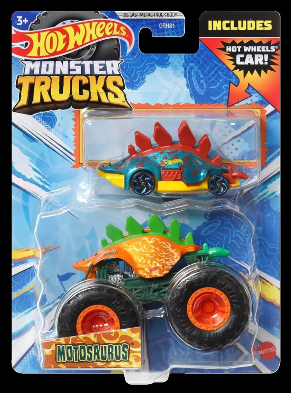 Hot Wheels Monster Truck Si Masinuta Metalica Motosaurus