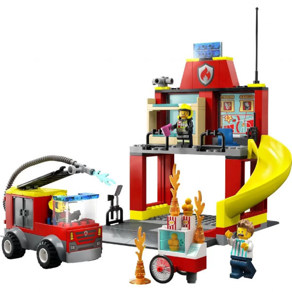 LEGO City Statia Si Masina De Pompieri 60375