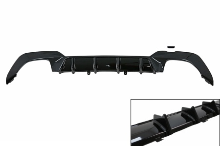 Difuzor Bara Spate Evacuare Dubla compatibil cu BMW Seria 3 G20 G28 Sedan G21 Touring 2019-> M340i M Look Negru Lucios