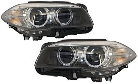 Faruri Full LED Bi-Xenon Angel Eyes compatibil cu BMW 5 Series F10/F11 (2011-2013) LCI Facelift Look