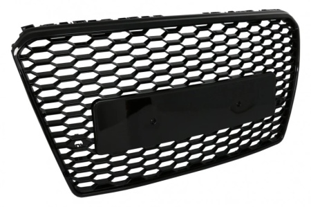 Grila Bara Fata compatibil Audi A7 4G Pre-Facelift (2010-2014) RS7 Design Negru Lucios