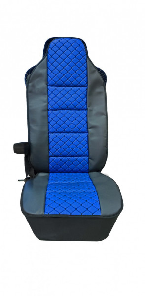 Husa scaun camion compatibila cu MAN, Piele ecologica negru cu albastru