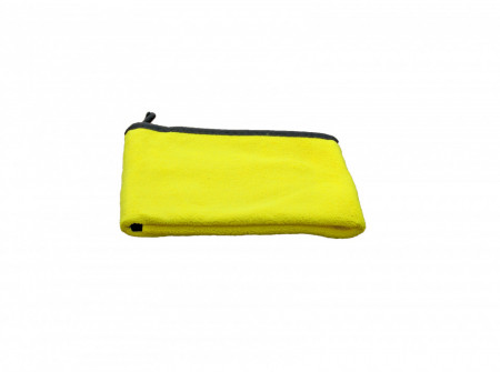 Laveta auto microfibra pentru lustruit 30cm x 60cm - galbena cu gri, 450g/mp