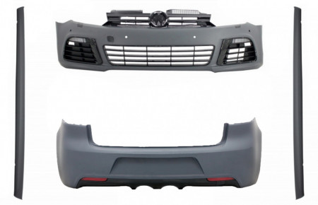 Pachet Complet Exterior compatibil VW Golf VI 6 MK6 2008-2013 R20 Look cu Praguri Laterale