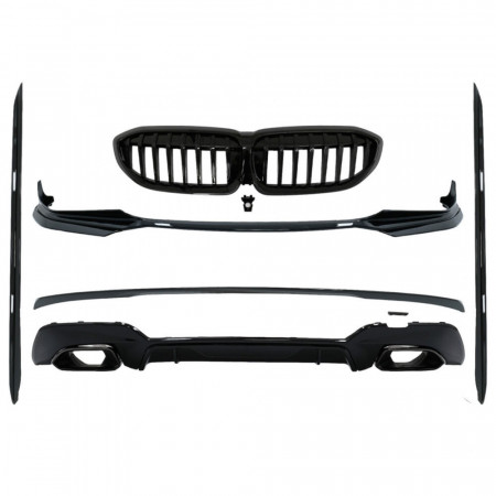 Pachet Exterior Extensii compatibil cu BMW Seria 3 G20 Sedan G21 Touring 2018-2019 M340i Design Negru Lucios