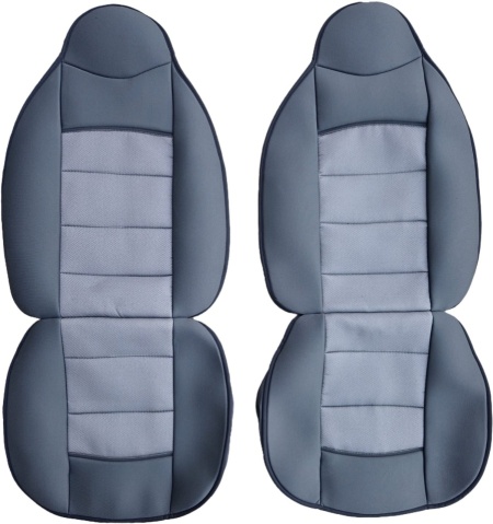 Set 2 huse scaune auto pentru fata, material textil, negru cu gri