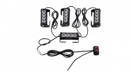 Set 4 lumini stroboscopice de avertizare, 12V, culoare galbena