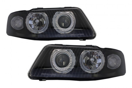 Set faruri Angel Eyes compatibil cu Audi A3 8L 2000-2003 Negru