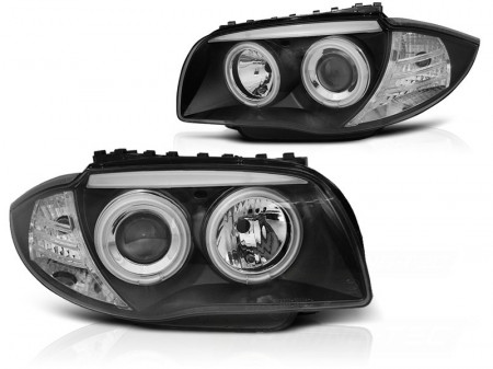 Set Faruri compatibile cu BMW 1 E87/E81/82/88 2004-2011 Negru Angel Eyes CCFL