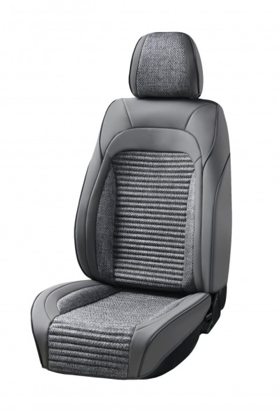 Set huse scaune auto compatibil cu VW Passat B7 2010-2014 piele ecologica gri cu material textil gri, fata-spate