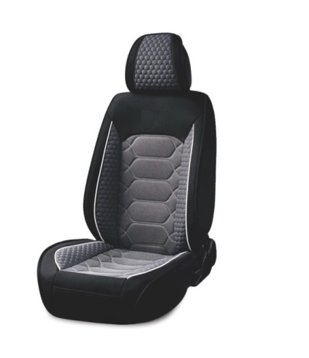 Set huse scaune auto universale, material textil negru cu gri, fata-spate