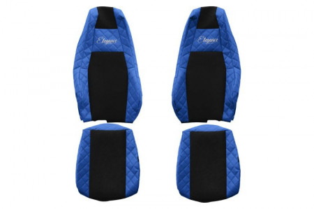 Set huse scaune camion compatibil cu SCANIA Seria R S 2017->, Negru cu albastru, piele ecologica cu velur