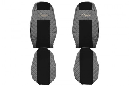 Set huse scaune camion compatibil cu VOLVO FH4 2013->, Negru cu gri, piele ecologica cu velur