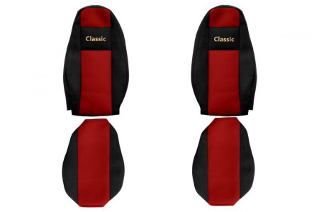 Set huse scaune camion compatibile cu VOLVO FH4 FM 4 2012-2019 negru cu rosu, material textil