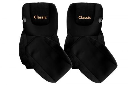 Set huse scaune camion compatibile DAF XF euro 6 2012-> , material textil negru cu negru