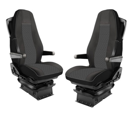 Set huse scaune camion compatibile VOLVO FH4 2013-> euro 6, piele ecologica negru cu gri