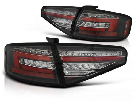 Set stopuri LED compatibile cu Audi A4 B8 2012-2015 sedan Negru Semnal Dinamic