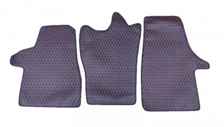 Covorase auto, mochete auto piele ecologica compatibile VW T5 Transporter 2003-2014 fata, culoare negru cusatura rosie