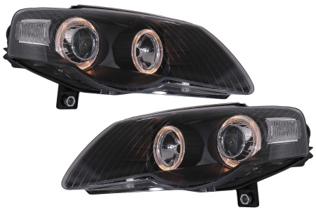 Faruri compatibil cu VW Passat B6 3C 2005-2010 Angel Eyes Negru