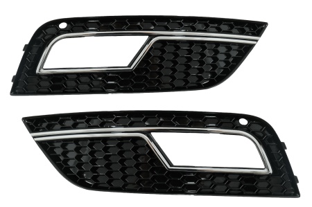 Grile Laterale Bara Fata compatibil cu AUDI A4 B8 Facelift 2012-2015 RS4 Design Negru & Chrome