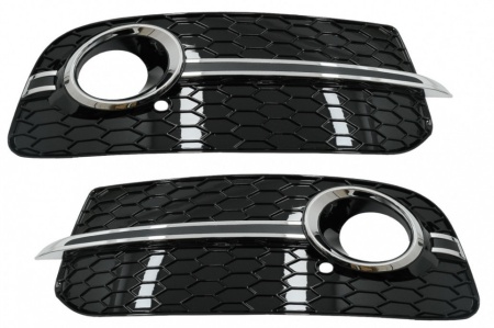 Grile Laterale compatibil cu Audi Q5 SUV 8R Facelift 2012-2016 RS Design Negru Lucios Crom