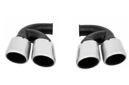 Ornamente Evacuare compatibil cu Porsche Cayenne 92A V6 V8 Petrol 2010-2014 GTS Design Silver