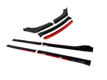 Pachet exetrior aero universal, prelungire bara fata si praguri laterale negru cu buza rosie