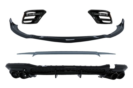 Pachet Exterior Aero compatibil Mercedes S-Class W223 Limousine Sport Line 2020-> Negru Lucios