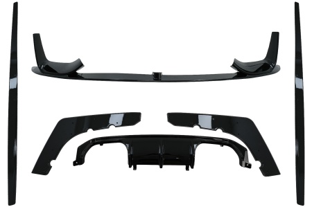 Pachet Exterior Complet Aero compatibil cu BMW F80 M3 Sedan F82 M4 Coupe 2014-2019 M Sport Design Negru Lucios