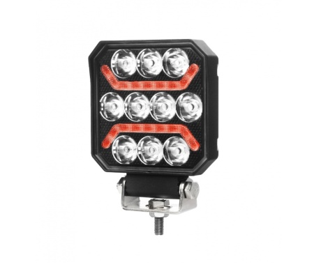 Proiector auto cu LED si pozitie rosie, pentru camioane tractor, roll bar, ATV, jeep, utilaje agricole, 101 x 101 x 37 mm, 15W