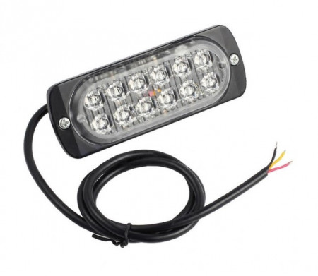 Proiector stroboscopic 12 LED-uri, 112x41x9mm, slim, 12-24V