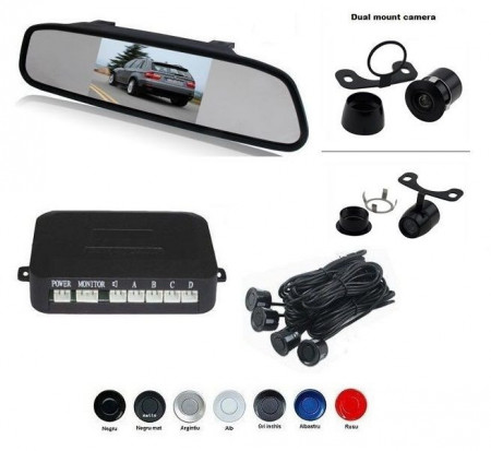 Senzori parcare cu camera video si display LCD de 4.3 inch in oglinda S604