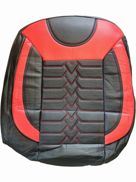Set huse scaune auto, universale, fata-spate, bancheta fractionata, piele ecologica, negru cu rosu