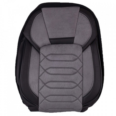 Set huse scaune auto universale, fata-spate, piele ecologica cu textil, negru cu gri, ANATOLIA Design