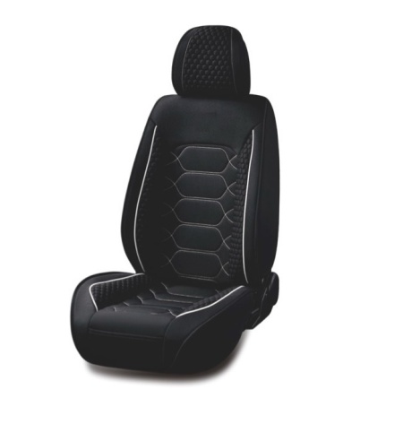 Set huse scaune auto universale, material textil negru cu dunga alba, fata-spate