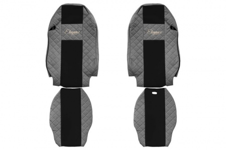 Set huse scaune camion compatibil cu Mercedes MP2/MP3 2002-2010, Gri, piele ecologica cu velur