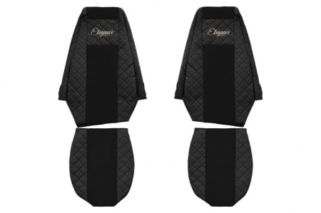 Set huse scaune camion compatibil cu RENAULT PREMIUM II 2005-2013, Negru, piele ecologica cu velur