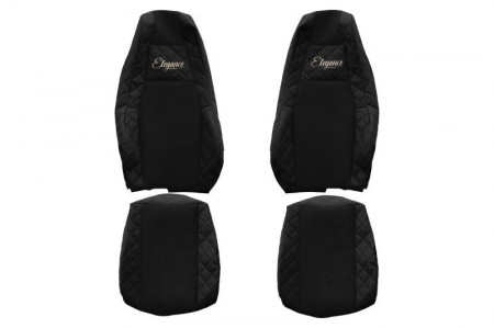 Set huse scaune camion compatibil cu SCANIA Seria R S 2017->, Negru, piele ecologica cu velur