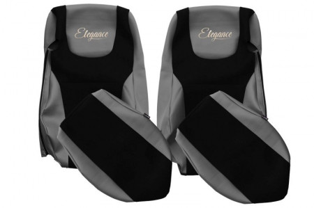 Set huse scaune camion compatibile cu DAF XF105 XF106 2012-> negru cu gri, piele ecologica cu velur