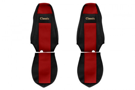 Set huse scaune camion compatibile cu SCANIA R G P 2005-2016, negru cu rosu, material textil
