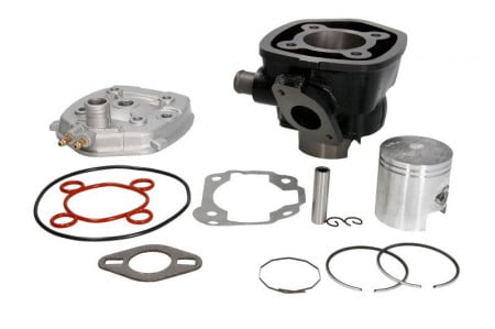 Set motor , cilindru , piston, segmenti, chiulasa si set garnituri 2T , racire pe apa, capacitate 80cc compatibil cu APRILIA RALLY, SR; MALAGUTI F12, F12R, F15; YAMAHA CS, YQ 50 1994-2015