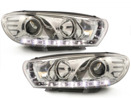 Faruri D-LITE compatibil cu VW Scirocco III echipate cu lumina de zi LED chrom