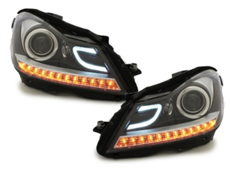 Faruri LED DRL compatibil cu Mercedes C-Class W204 S204 C204 Facelift (2011-2014) Negru
