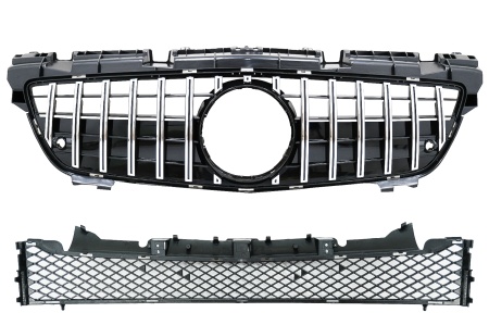 Grila Centrala compatibil cu Mercedes SLK R172 (2011-2015) GT-R Panamericana Design Negru / Crom