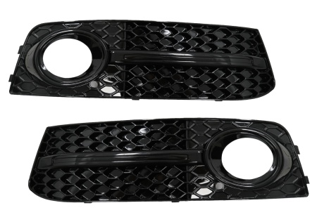 Grile Laterale Bara Fata compatibil cu AUDI A4 B8 8K 2007-2011 S4 Design Negru Lucios